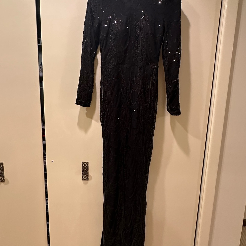 Sophisticated Black Sequin Prom Dress